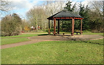 SP8434 : Shelter in the linear park by White Horse Drive by Philip Jeffrey
