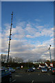 SU3076 : Membury service station (westbound): car park and transmitter mast by Christopher Hilton