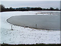 SP9113 : Snow and Ice on Startops Reservoir at low water by Chris Reynolds