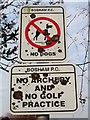 SU8104 : Warning signs, Recreation Ground, Bosham by nick macneill
