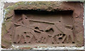 NY6323 : Two knights jousting, stone panel All Saints Church, Bolton by Karl and Ali