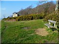 Seat and old fort on the Solent Way