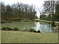 Duck house on pond by Weare Street