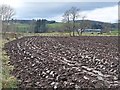 Ploughed field and Kinnaird Farm