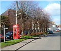 SO7407 : Phonebox and line of trees, The Street, Frampton on Severn  by Jaggery