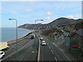 Looking down on the A55 from the pedestrian/cycle bridge