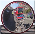 Mirror on traffic lights to show cyclists to drivers