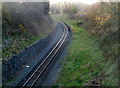 Single track line heads away from Dinas station