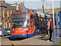 Sheffield Supertram arriving at Malin Bridge