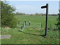 TL9733 : Footpath Sign And Gate by Keith Evans