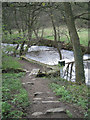 SK3089 : Steps to a weir and former sluice by Robin Stott