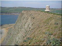 SY9078 : Hen Cliff and Clavell Tower by Philip Halling