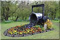 Foundry "ladle" and flowerbed north of Dronfield