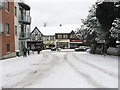 Junction of Jenner Road and Epsom Road in the snow, Guildford