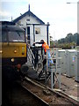 Exchanging tokens at Forres East Signalbox