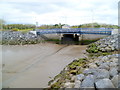 Afon Dafen emerges from a sluice, Llanelli