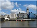 TQ3280 : River Thames frontage by London Bridge by Robin Drayton