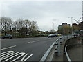 Looking towards a roundabout on the A61