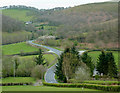SN9453 : The B4358 in the valley at Glandulas, Powys by Roger  D Kidd