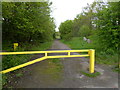 Barrier across path on the east side of Gower Branch Canal near Brades Hall Bridge