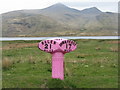 NM5328 : Mull Milepost - in the pink! by M J Richardson