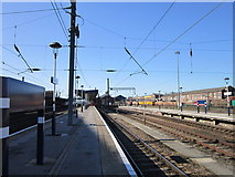SE5703 : Looking south, platform 5, Doncaster train station by Ian S