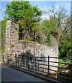 East abutment of old railway bridge over River Usk at Trallong, Powys