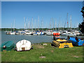 Variety of boats at Woolverstone Marina