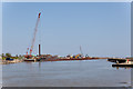 TM5074 : Pile driving at mouth of River Blyth by Peter Facey