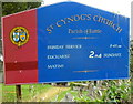 Church nameboard, St Cynog