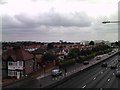 View of the Westworld office block in Hanger Lane from the Old Church Lane footbridge