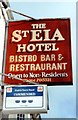 Sign for St Eia Hotel, Bistro Bar & Restraurant (sic)