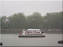 TQ2777 : Music Barge in the rain, Jubilee Pageant  by David Anstiss