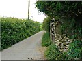 Gateway and road past Spring Cottage, Far Oakridge, near Frampton Mansell