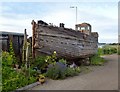 High and dry: old fishing vessel at Iron Wharf boatyard, Faversham Creek