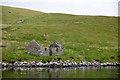 HU4760 : Ruined crofthouse beside Lax Firth, North Nesting by Mike Pennington