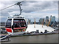 TQ3980 : Emirates Air Line cable car passing the O2 Arena by PAUL FARMER