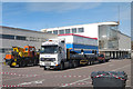 Italian job bus arriving at De La Warr Pavilion