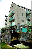 M2925 : Galway - River Corrib Walk - Dam & Building by Joseph Mischyshyn