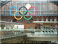 TQ3082 : St Pancras station: Olympic rings by Christopher Hilton
