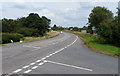 Bend in the A38 on the approach to Leathern Bottle