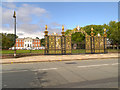 SJ6088 : Warrington Town Hall, Bank Park and Gates by David Dixon