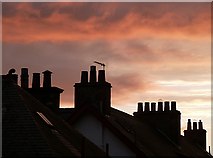 NT4936 : Silhouetted chimney pots by Walter Baxter
