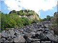 Rockfall below cliffs above the Wye