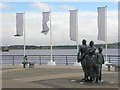 Sculptures and flags, Derry / Londonderry