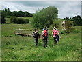 Walking towards the footbridge over the River Stowe, Southam