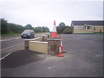 SN1710 : Repaired Wall, Llanteg Village Hall by welshbabe