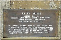 NT7233 : Plaque on John Rennie's Kelso Bridge by Jim Barton