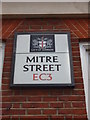 Street sign, Mitre Street EC3