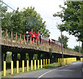 Train crossing viaduct